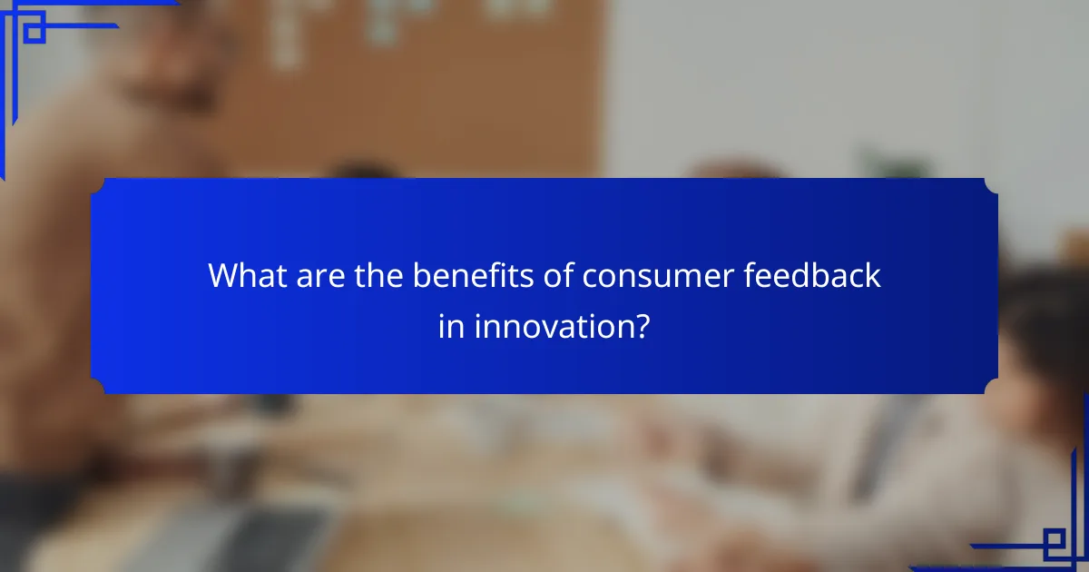 What are the benefits of consumer feedback in innovation?