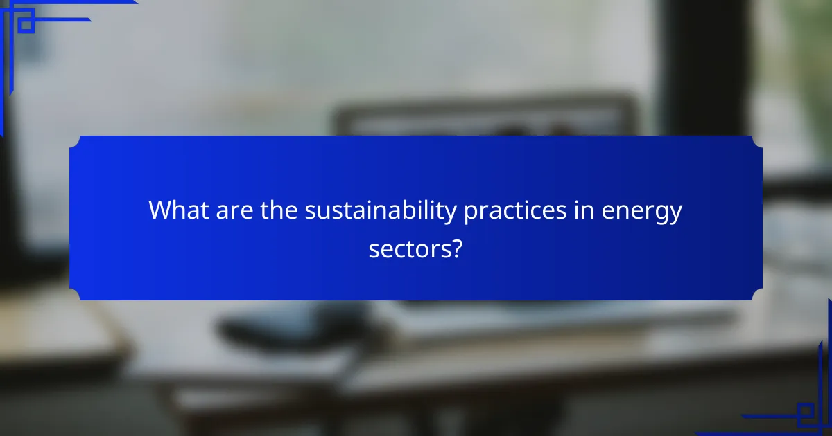 What are the sustainability practices in energy sectors?